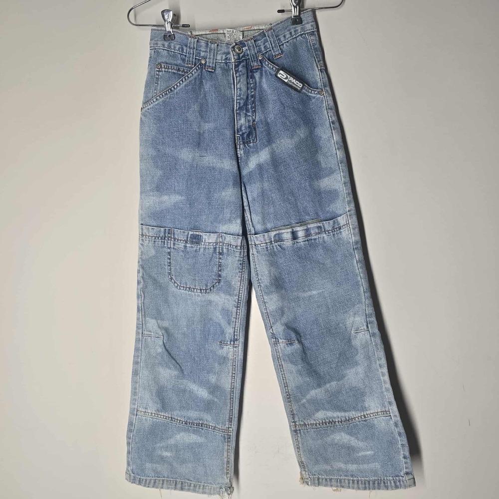 Vintage Paco Jeans Y2K Wide Leg Baggy Pockets Youth Size 8 2000s Double Knee